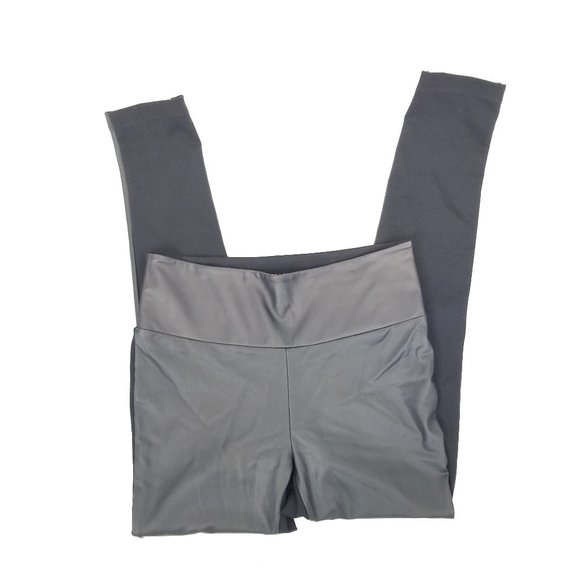 Stella & Dot You Are Loved Sz Small Black Faux Leather Mixed Leggings - Picture 3 of 11